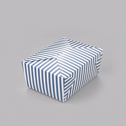 Bio Tek 98 oz Blue and White Stripe Paper #4 Bio Box Take Out Container - 8 1/2" x 6 1/4" x 3 1/2" - 200 count box