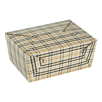 Bio Tek 98 oz Plaid Paper #4 Bio Box Take Out Container - 8 1/2" x 6 1/4" x 3 1/2" - 50 count box