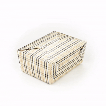 Bio Tek 98 oz Plaid Paper #4 Bio Box Take Out Container - 8 1/2" x 6 1/4" x 3 1/2" - 50 count box