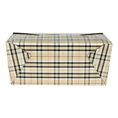 Bio Tek 98 oz Plaid Paper #4 Bio Box Take Out Container - 8 1/2" x 6 1/4" x 3 1/2" - 50 count box