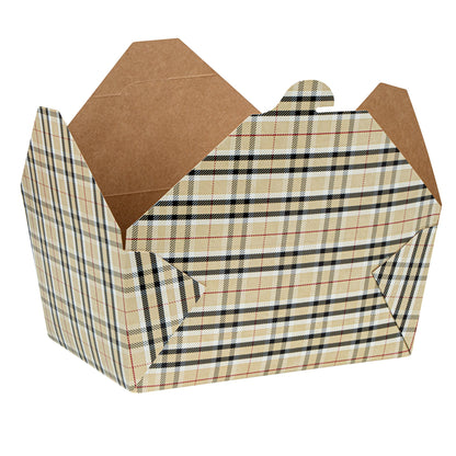 Bio Tek 98 oz Plaid Paper #4 Bio Box Take Out Container - 8 1/2" x 6 1/4" x 3 1/2" - 200 count box
