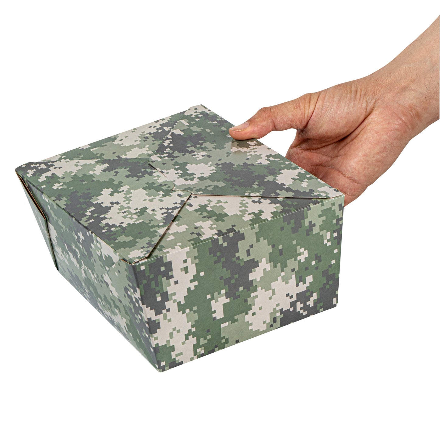 Bio Tek 98 oz Camouflage Paper #4 Bio Box Take Out Container - 8 1/2" x 6 1/4" x 3 1/2" - 50 count box