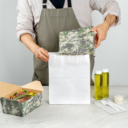 Bio Tek 98 oz Camouflage Paper #4 Bio Box Take Out Container - 8 1/2" x 6 1/4" x 3 1/2" - 50 count box