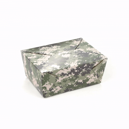 Bio Tek 98 oz Camouflage Paper #4 Bio Box Take Out Container - 8 1/2" x 6 1/4" x 3 1/2" - 200 count box