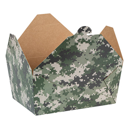 Bio Tek 98 oz Camouflage Paper #4 Bio Box Take Out Container - 8 1/2" x 6 1/4" x 3 1/2" - 200 count box