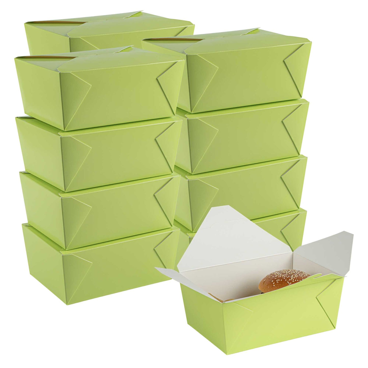 Bio Tek 98 oz Rectangle Eco Green Paper #4 Bio Box Take Out Container - 8 1/2" x 6 1/4" x 3 1/2" - 50 count box