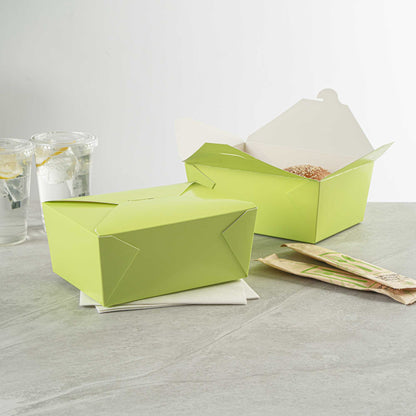 Bio Tek 98 oz Rectangle Eco Green Paper #4 Bio Box Take Out Container - 8 1/2" x 6 1/4" x 3 1/2" - 50 count box