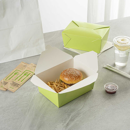 Bio Tek 98 oz Rectangle Eco Green Paper #4 Bio Box Take Out Container - 8 1/2" x 6 1/4" x 3 1/2" - 50 count box