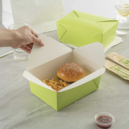 Bio Tek 98 oz Rectangle Eco Green Paper #4 Bio Box Take Out Container - 8 1/2" x 6 1/4" x 3 1/2" - 200 count box