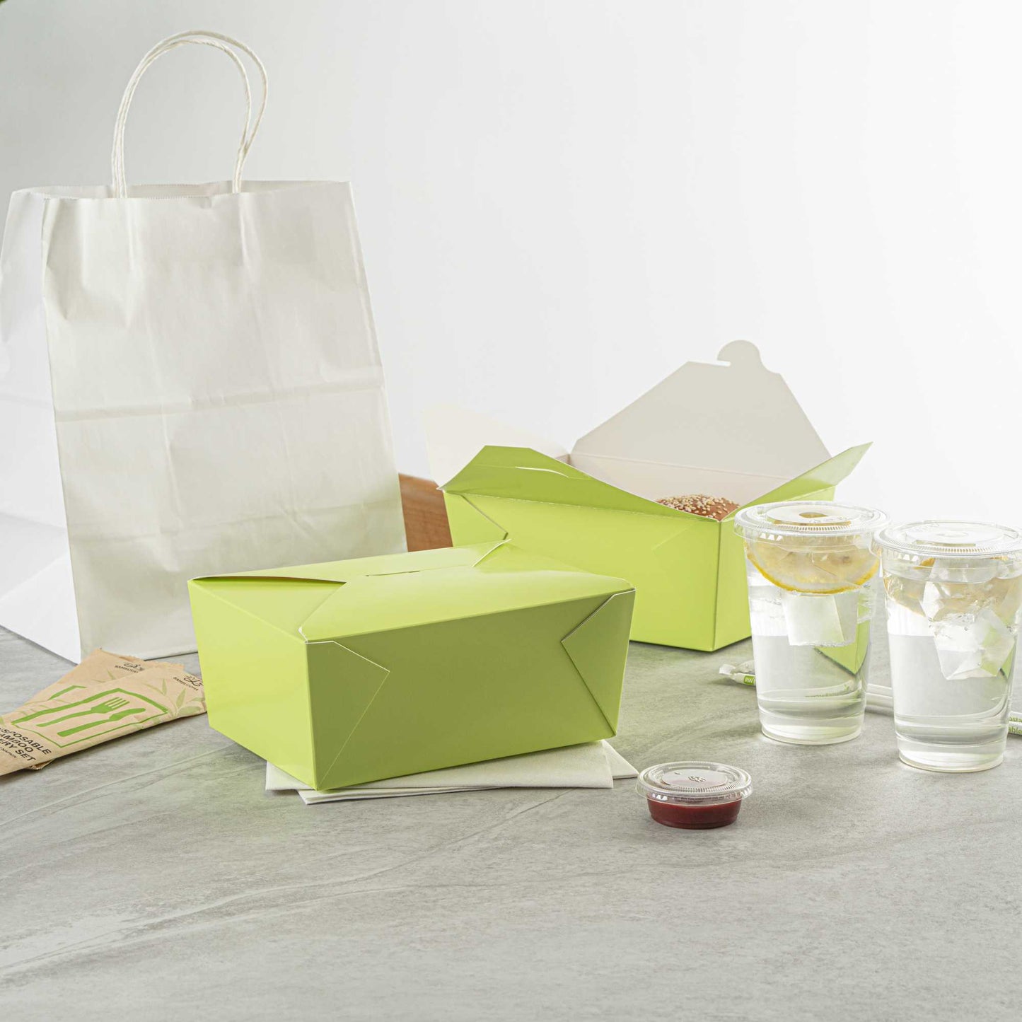 Bio Tek 98 oz Rectangle Eco Green Paper #4 Bio Box Take Out Container - 8 1/2" x 6 1/4" x 3 1/2" - 200 count box