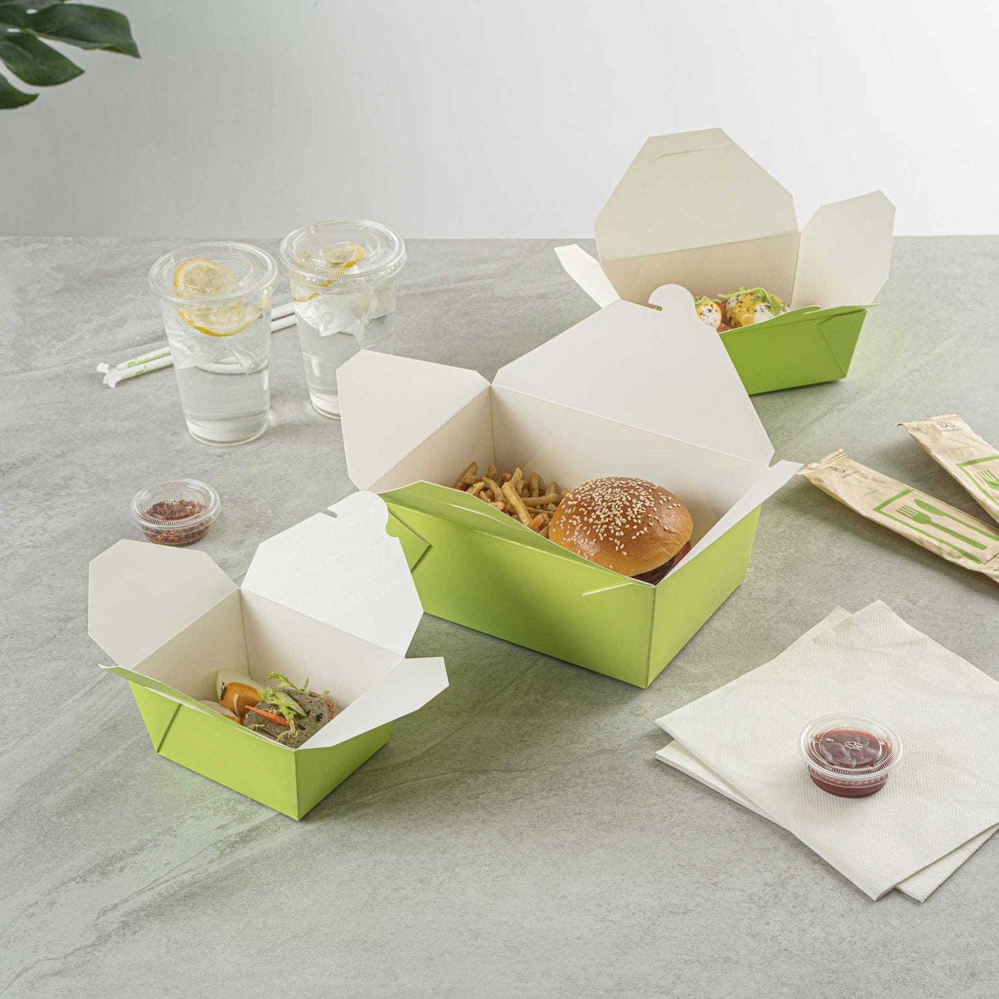 Bio Tek 98 oz Rectangle Eco Green Paper #4 Bio Box Take Out Container - 8 1/2" x 6 1/4" x 3 1/2" - 200 count box