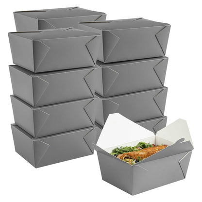 Bio Tek 98 oz Rectangle Gray Paper #4 Bio Box Take Out Container - 8 1/2" x 6 1/4" x 3 1/2" - 50 count box