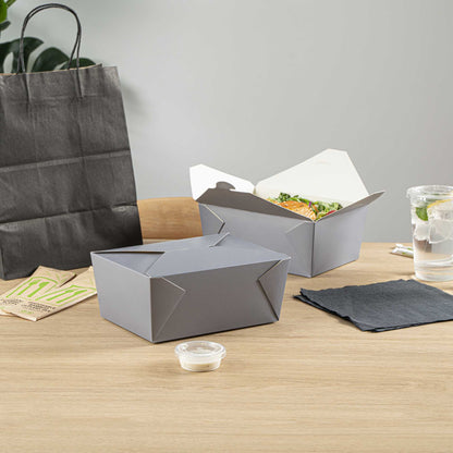 Bio Tek 98 oz Rectangle Gray Paper #4 Bio Box Take Out Container - 8 1/2" x 6 1/4" x 3 1/2" - 50 count box