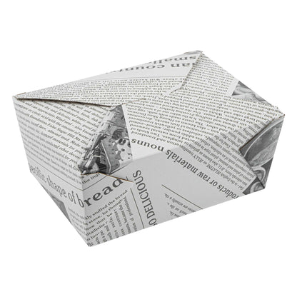 Bio Tek 98 oz Rectangle Newsprint Paper #4 Bio Box Take Out Container - 8 1/2" x 6 1/4" x 3 1/2" - 200 count box