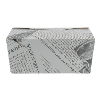 Bio Tek 98 oz Rectangle Newsprint Paper #4 Bio Box Take Out Container - 8 1/2" x 6 1/4" x 3 1/2" - 200 count box