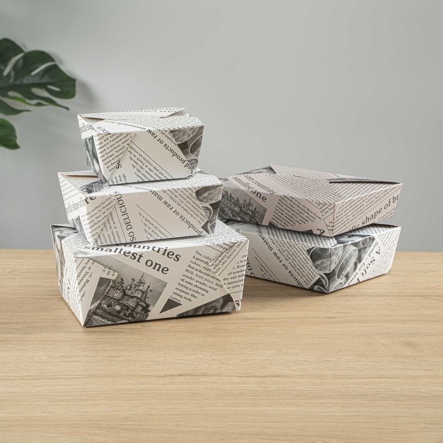 Bio Tek 98 oz Rectangle Newsprint Paper #4 Bio Box Take Out Container - 8 1/2" x 6 1/4" x 3 1/2" - 200 count box