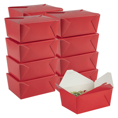 Bio Tek 98 oz Rectangle Red Paper #4 Bio Box Take Out Container - 8 1/2" x 6 1/4" x 3 1/2" - 200 count box