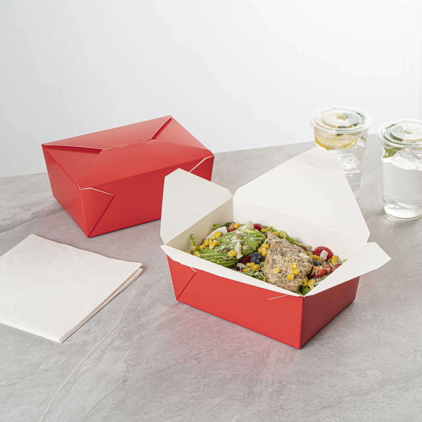 Bio Tek 98 oz Rectangle Red Paper #4 Bio Box Take Out Container - 8 1/2" x 6 1/4" x 3 1/2" - 200 count box