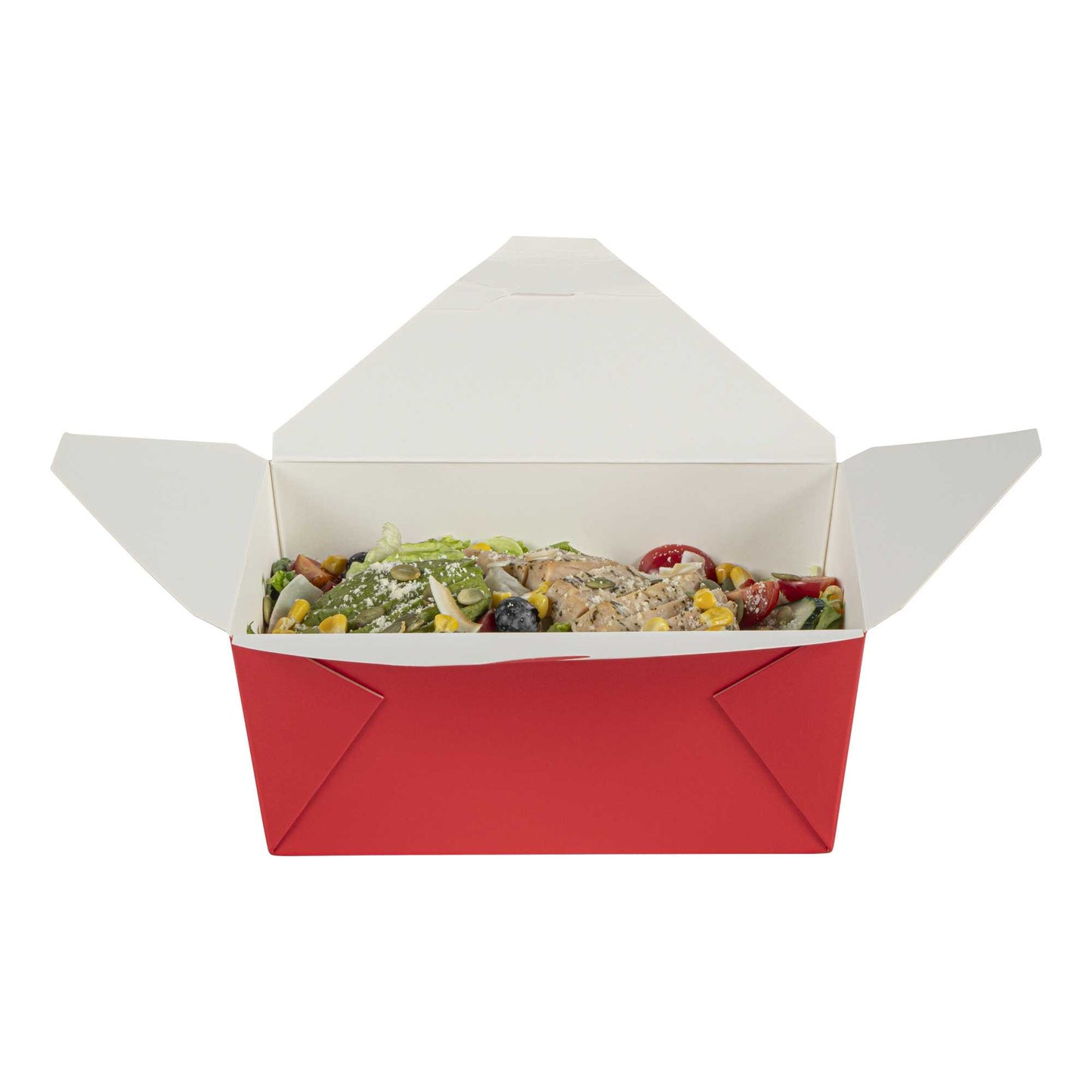 Bio Tek 98 oz Rectangle Red Paper #4 Bio Box Take Out Container - 8 1/2" x 6 1/4" x 3 1/2" - 200 count box