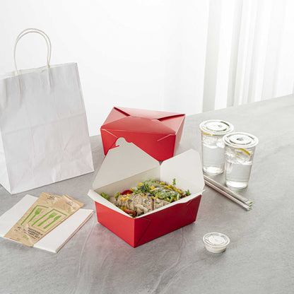 Bio Tek 98 oz Rectangle Red Paper #4 Bio Box Take Out Container - 8 1/2" x 6 1/4" x 3 1/2" - 200 count box