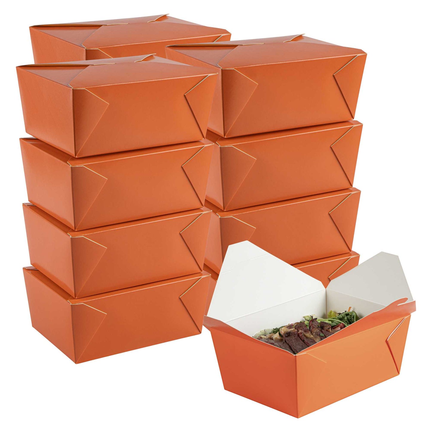 Bio Tek 98 oz Rectangle Tangerine Orange Paper #4 Bio Box Take Out Container - 8 1/2" x 6 1/4" x 3 1/2" - 200 count box