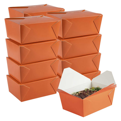 Bio Tek 98 oz Rectangle Tangerine Orange Paper #4 Bio Box Take Out Container - 8 1/2" x 6 1/4" x 3 1/2" - 200 count box