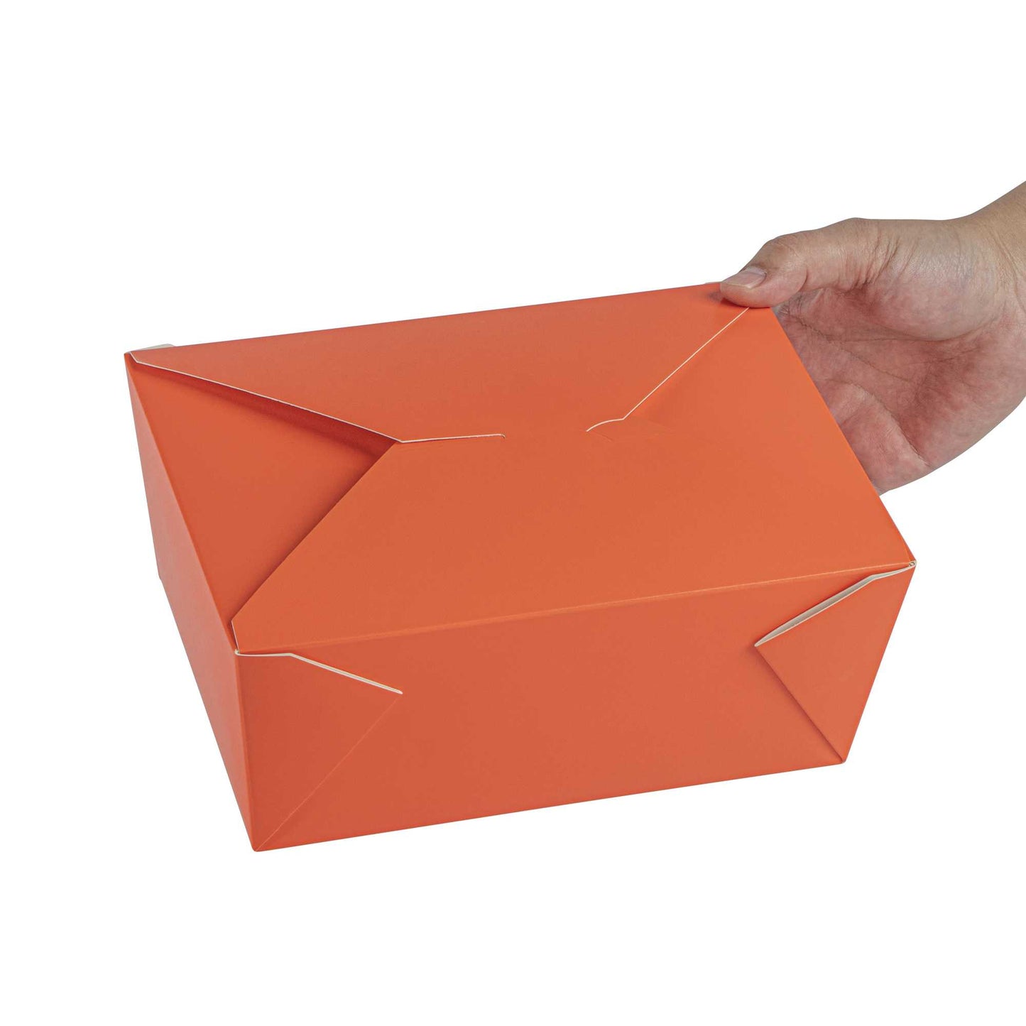 Bio Tek 98 oz Rectangle Tangerine Orange Paper #4 Bio Box Take Out Container - 8 1/2" x 6 1/4" x 3 1/2" - 50 count box