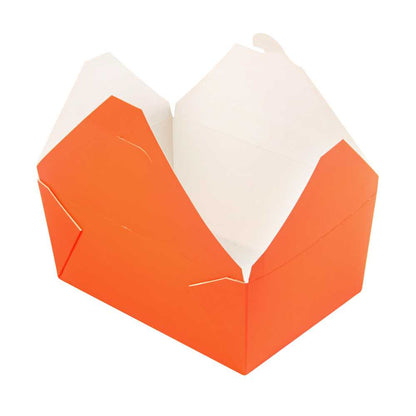 Bio Tek 98 oz Rectangle Tangerine Orange Paper #4 Bio Box Take Out Container - 8 1/2" x 6 1/4" x 3 1/2" - 50 count box