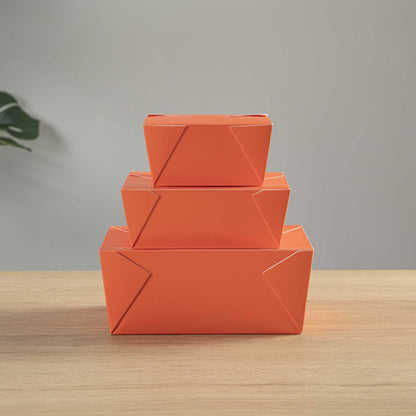 Bio Tek 98 oz Rectangle Tangerine Orange Paper #4 Bio Box Take Out Container - 8 1/2" x 6 1/4" x 3 1/2" - 50 count box