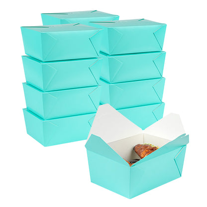 Bio Tek 98 oz Rectangle Turquoise Paper #4 Bio Box Take Out Container - 8 1/2" x 6 1/4" x 3 1/2" - 50 count box