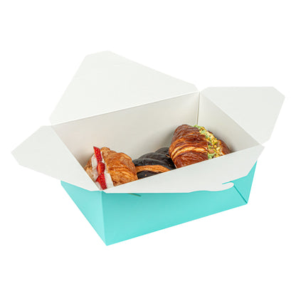 Bio Tek 98 oz Rectangle Turquoise Paper #4 Bio Box Take Out Container - 8 1/2" x 6 1/4" x 3 1/2" - 50 count box