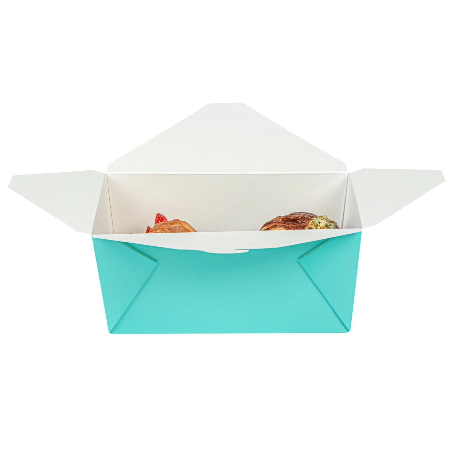 Bio Tek 98 oz Rectangle Turquoise Paper #4 Bio Box Take Out Container - 8 1/2" x 6 1/4" x 3 1/2" - 50 count box