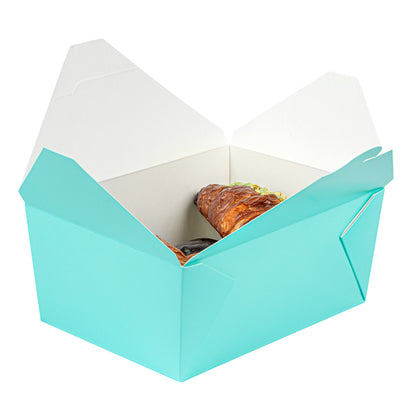 Bio Tek 98 oz Rectangle Turquoise Paper #4 Bio Box Take Out Container - 8 1/2" x 6 1/4" x 3 1/2" - 50 count box