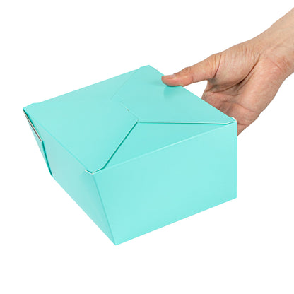 Bio Tek 98 oz Rectangle Turquoise Paper #4 Bio Box Take Out Container - 8 1/2" x 6 1/4" x 3 1/2" - 50 count box