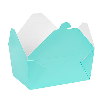Bio Tek 98 oz Rectangle Turquoise Paper #4 Bio Box Take Out Container - 8 1/2" x 6 1/4" x 3 1/2" - 200 count box