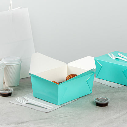 Bio Tek 98 oz Rectangle Turquoise Paper #4 Bio Box Take Out Container - 8 1/2" x 6 1/4" x 3 1/2" - 200 count box