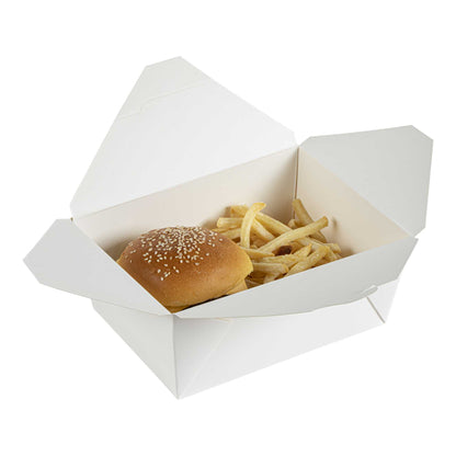 Bio Tek 98 oz Rectangle White Paper #4 Bio Box Take Out Container - 8 1/2" x 6 1/4" x 3 1/2" - 50 count box