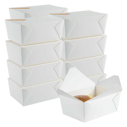 Bio Tek 98 oz Rectangle White Paper #4 Bio Box Take Out Container - 8 1/2" x 6 1/4" x 3 1/2" - 50 count box