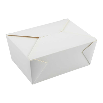 Bio Tek 98 oz Rectangle White Paper #4 Bio Box Take Out Container - 8 1/2" x 6 1/4" x 3 1/2" - 50 count box