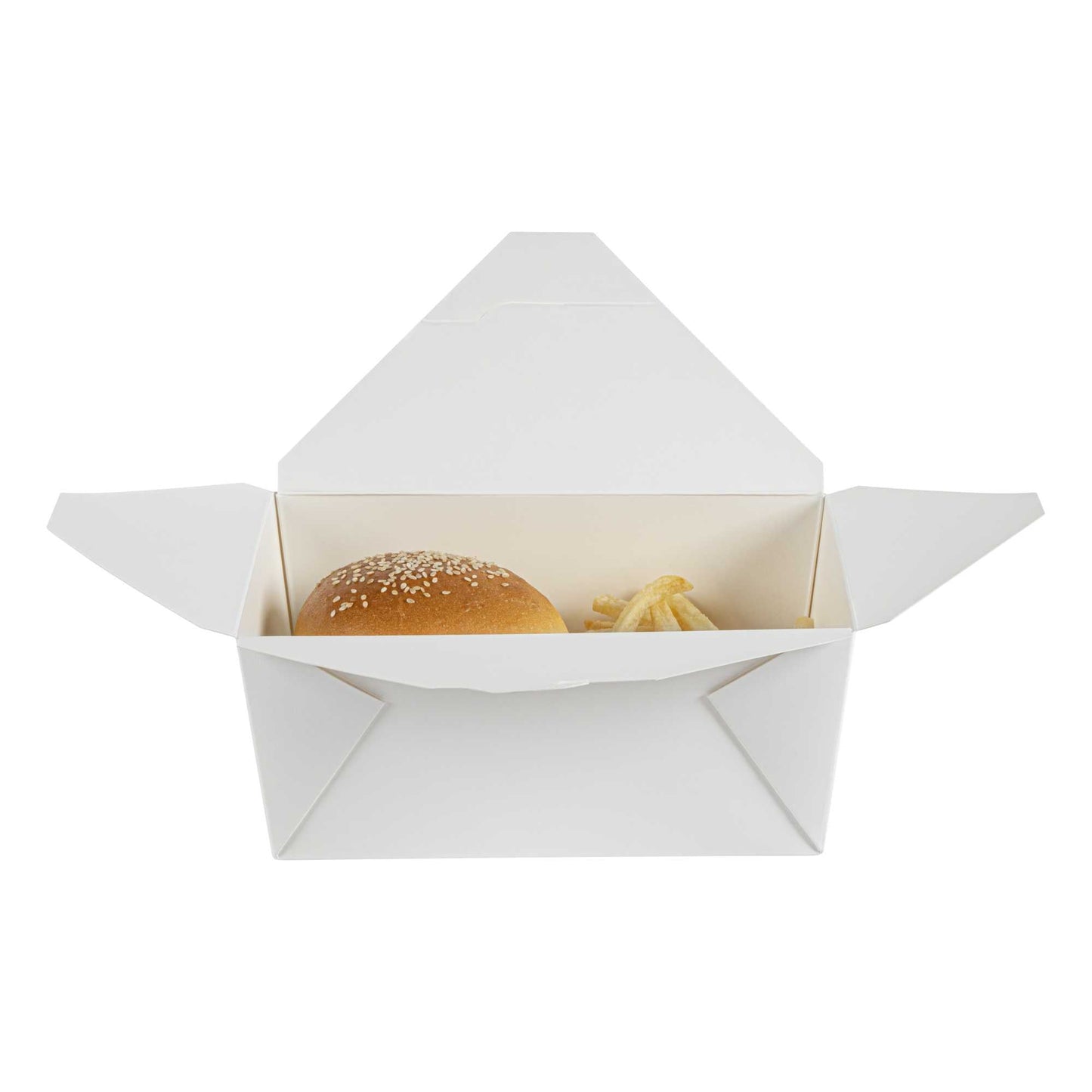 Bio Tek 98 oz Rectangle White Paper #4 Bio Box Take Out Container - 8 1/2" x 6 1/4" x 3 1/2" - 200 count box