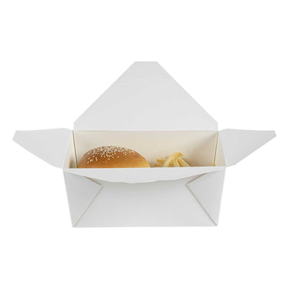 Bio Tek 98 oz Rectangle White Paper #4 Bio Box Take Out Container - 8 1/2" x 6 1/4" x 3 1/2" - 200 count box