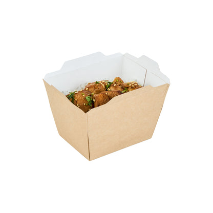 Cafe Vision 17 oz Rectangle Kraft Paper Small Click Lock Container - 4 1/4" x 3 1/4" x 2 3/4" - 50 count box