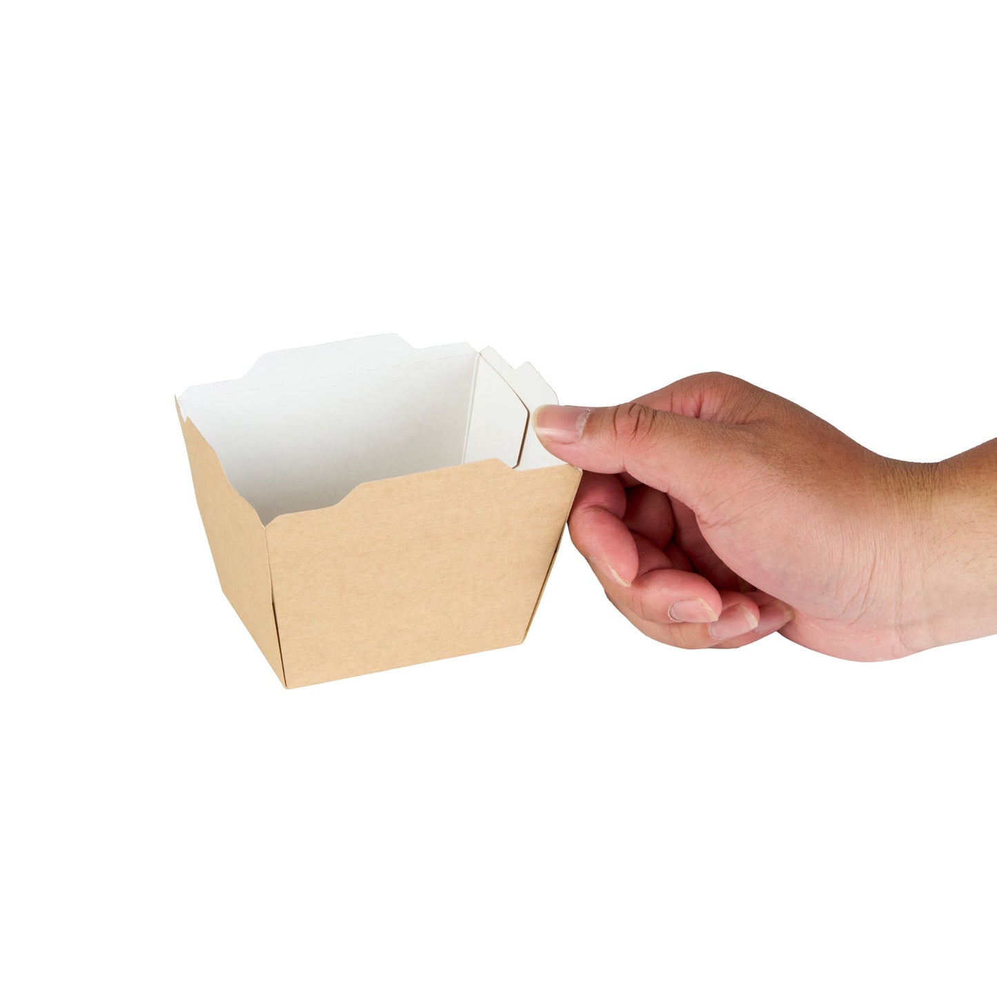 Cafe Vision 17 oz Rectangle Kraft Paper Small Click Lock Container - 4 1/4" x 3 1/4" x 2 3/4" - 50 count box
