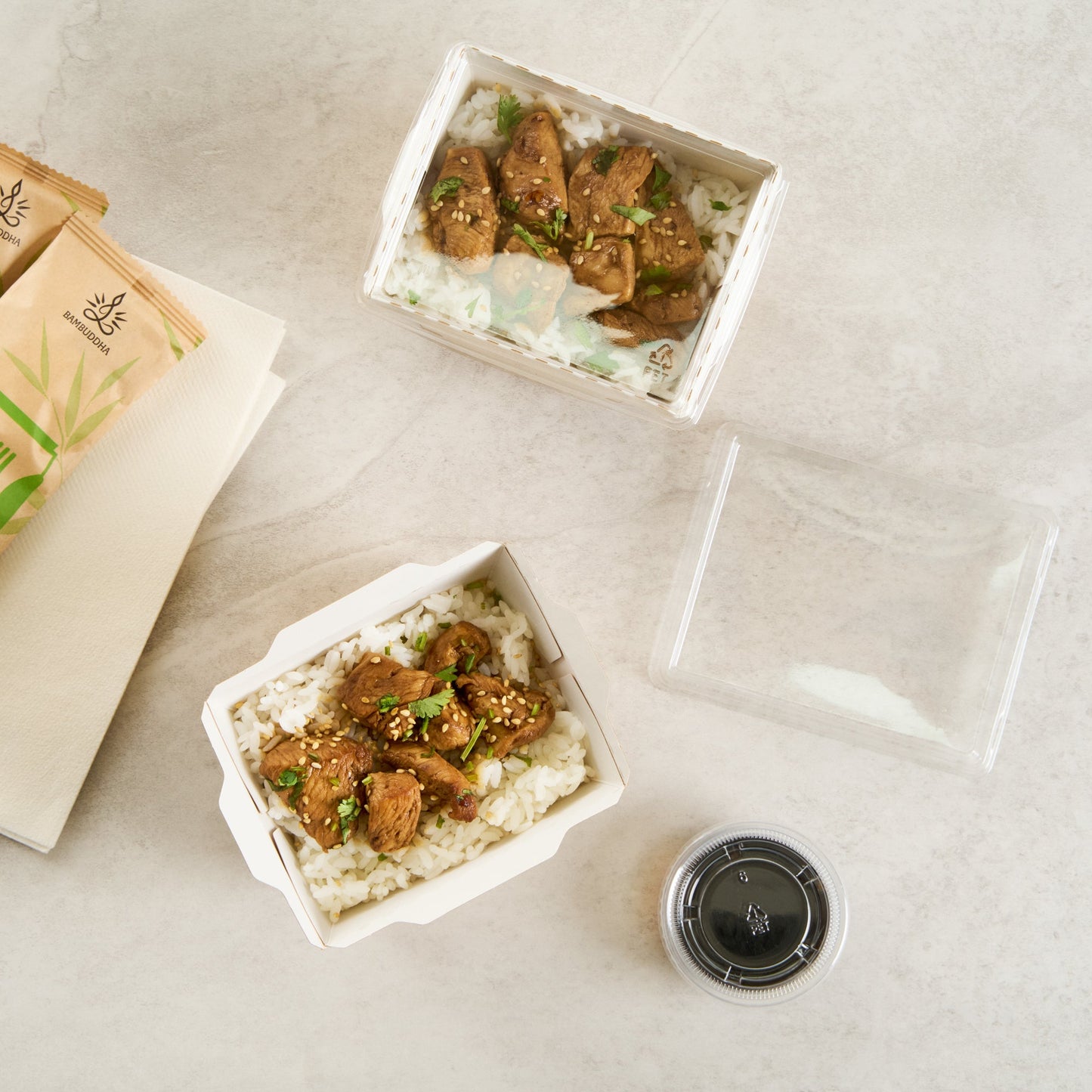 Cafe Vision 17 oz Rectangle Kraft Paper Small Click Lock Container - 4 1/4" x 3 1/4" x 2 3/4" - 50 count box