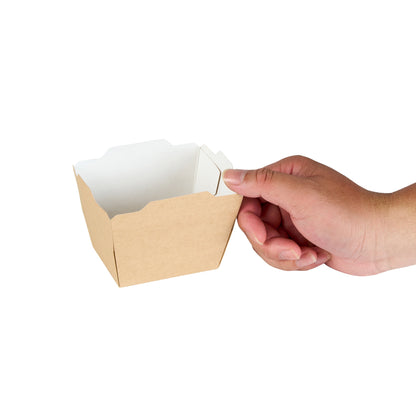 Cafe Vision 17 oz Rectangle Kraft Paper Small Click Lock Container - 4 1/4" x 3 1/4" x 2 3/4" - 200 count box