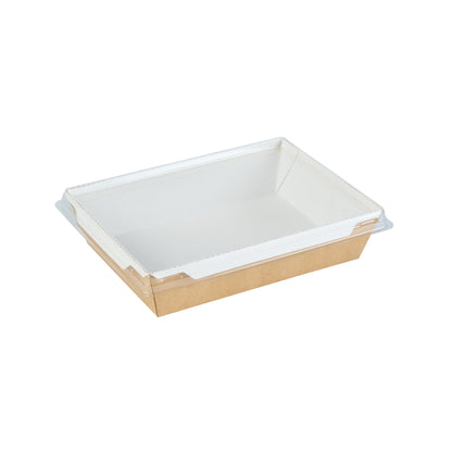 Cafe Vision 34 oz Rectangle Kraft Paper Medium Click Lock Container - 7 1/2" x 5 1/2" x 1 3/4" - 50 count box