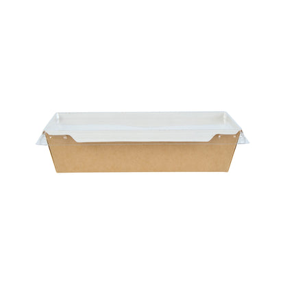 Cafe Vision 34 oz Rectangle Kraft Paper Medium Click Lock Container - 7 1/2" x 5 1/2" x 1 3/4" - 200 count box