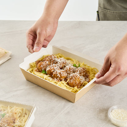 Cafe Vision 34 oz Rectangle Kraft Paper Medium Click Lock Container - 7 1/2" x 5 1/2" x 1 3/4" - 200 count box