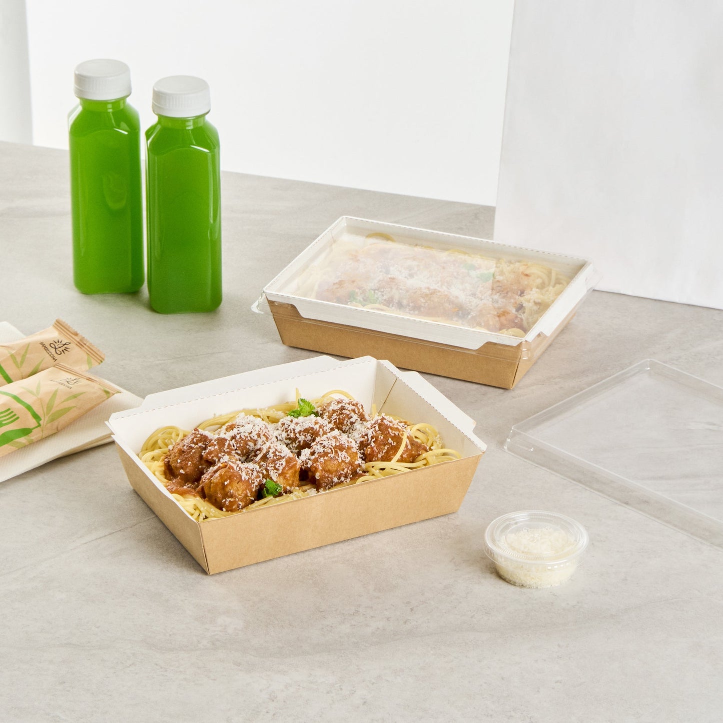 Cafe Vision 34 oz Rectangle Kraft Paper Medium Click Lock Container - 7 1/2" x 5 1/2" x 1 3/4" - 200 count box