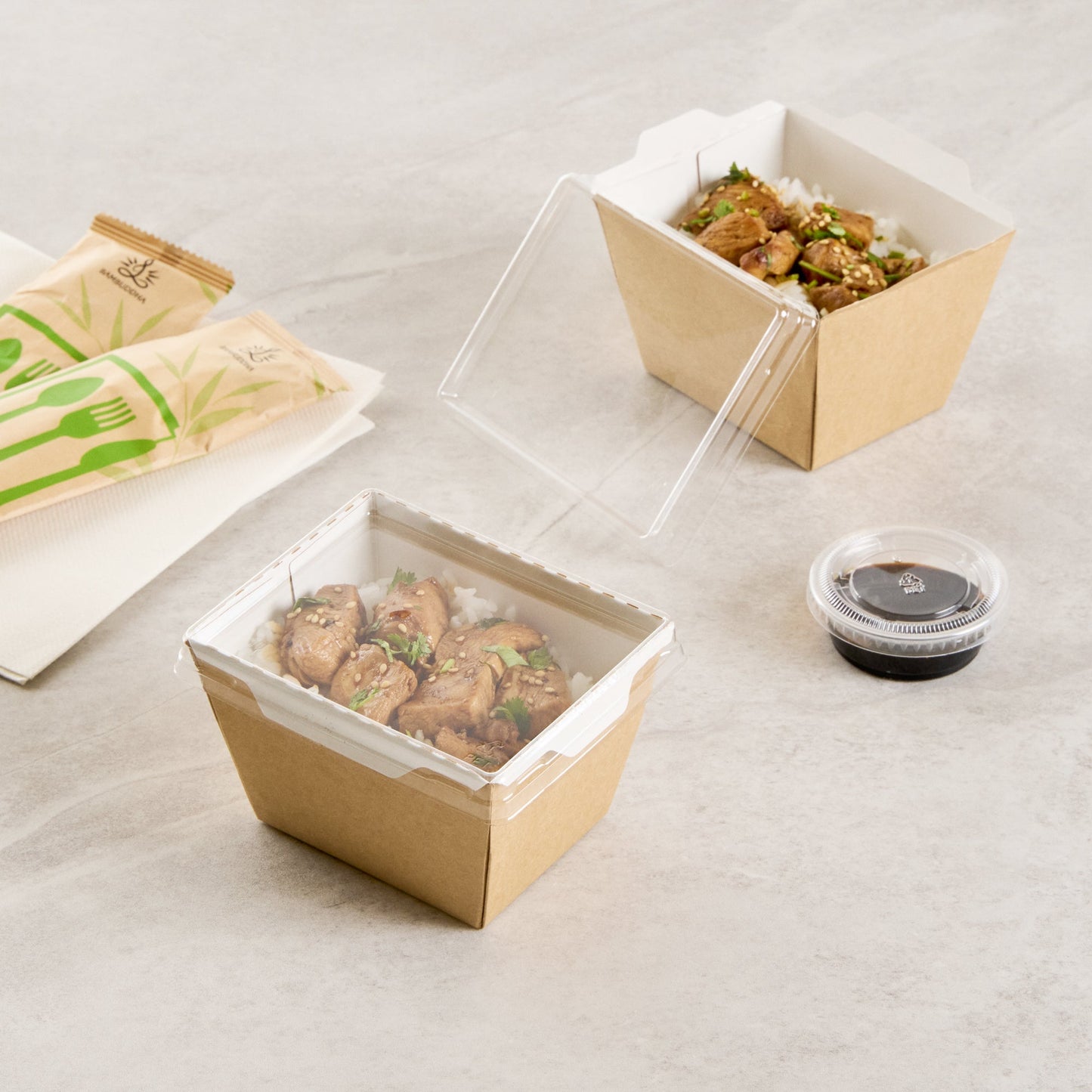 Cafe Vision Rectangle Clear Plastic Lid - Fits Small Click Lock Container - 50 count box